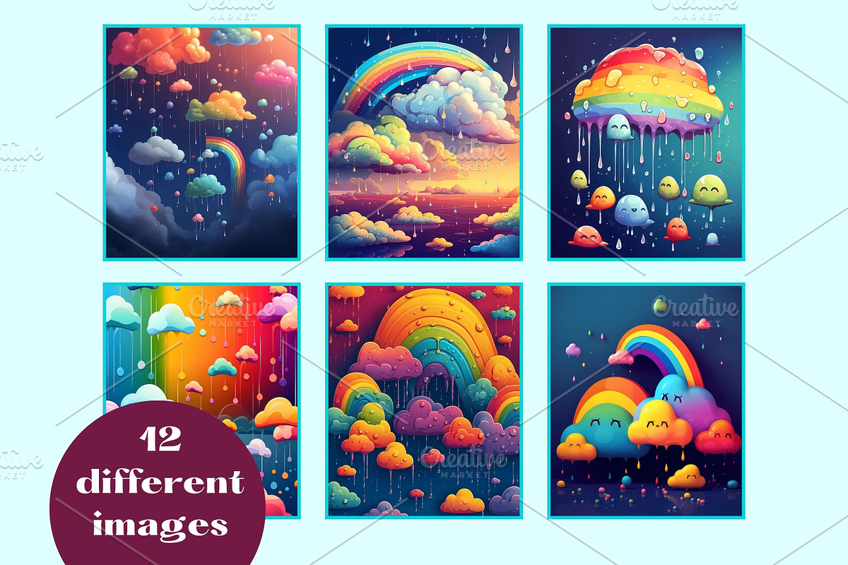 Fluffy Clouds and Colorful Rainbows, a Seasonal Illustration by Mermaids Cove (Photo 3 of 8)