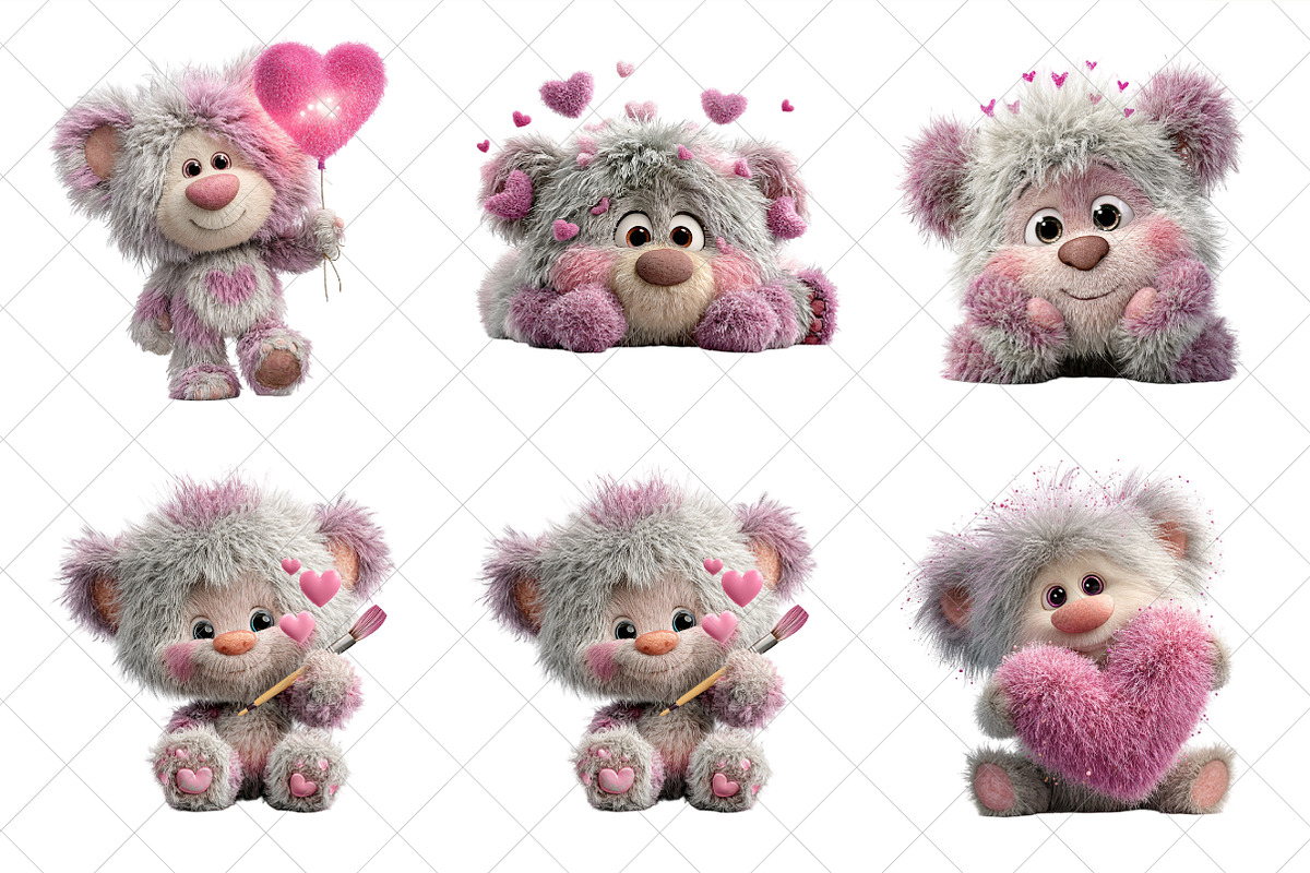 Quirky Valentine Teddy Bear Clipart, an Illustration by SinaCreation (Photo 3 of 7)