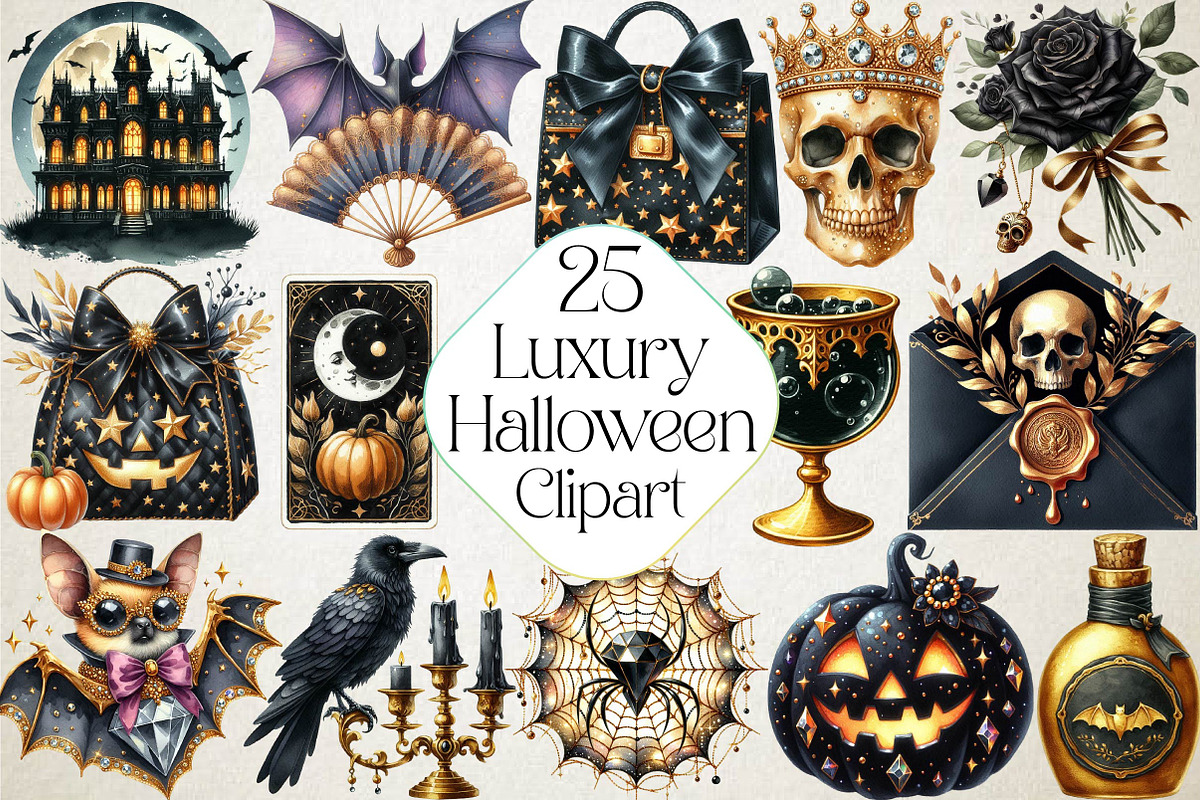 Luxury Black and Gold Halloween Clip, an Illustration by DreamPrint404 (Photo 1 of 5)