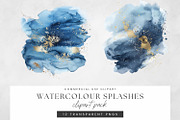 Dark Blue and Gold Watercolor Washes, a Decorative Illustration by illuztrate (Thumbnail 4 of 7)