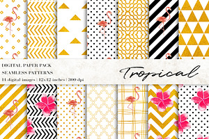 Watercolor Tropical Digital Papers