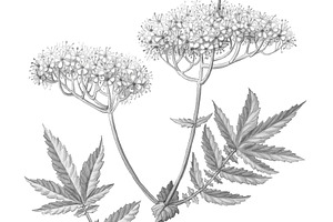 Meadowsweet Pencil Drawing