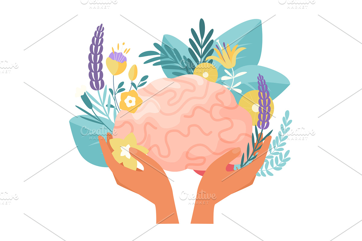 Mental health, brain health care, an Object Illustration by Lemberg Vector