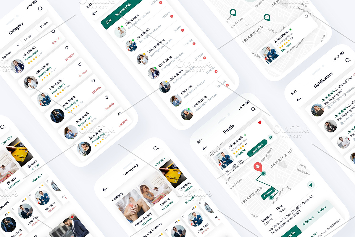Lawyer Finder Mobile App UI Template, an UI Kit Template by RiveupDigital (Photo 7 of 8)