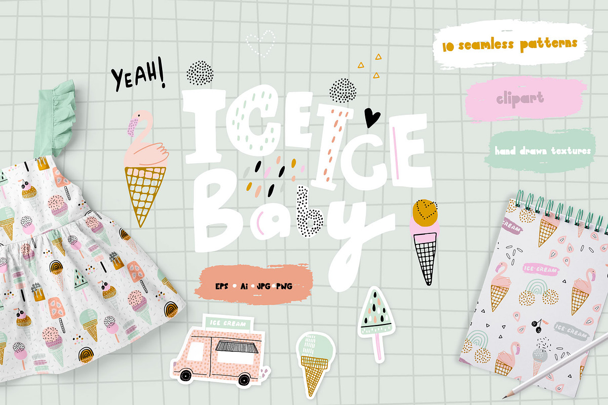 Ice Ice Baby graphic collection, a Texture Illustration by solmariart (Photo 1 of 7)