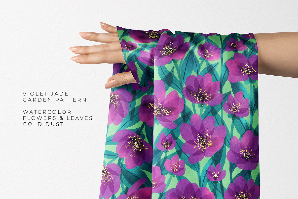 Violet Jade Garden Pattern, a Pattern Graphic by Velliniki (Photo 4 of 12)