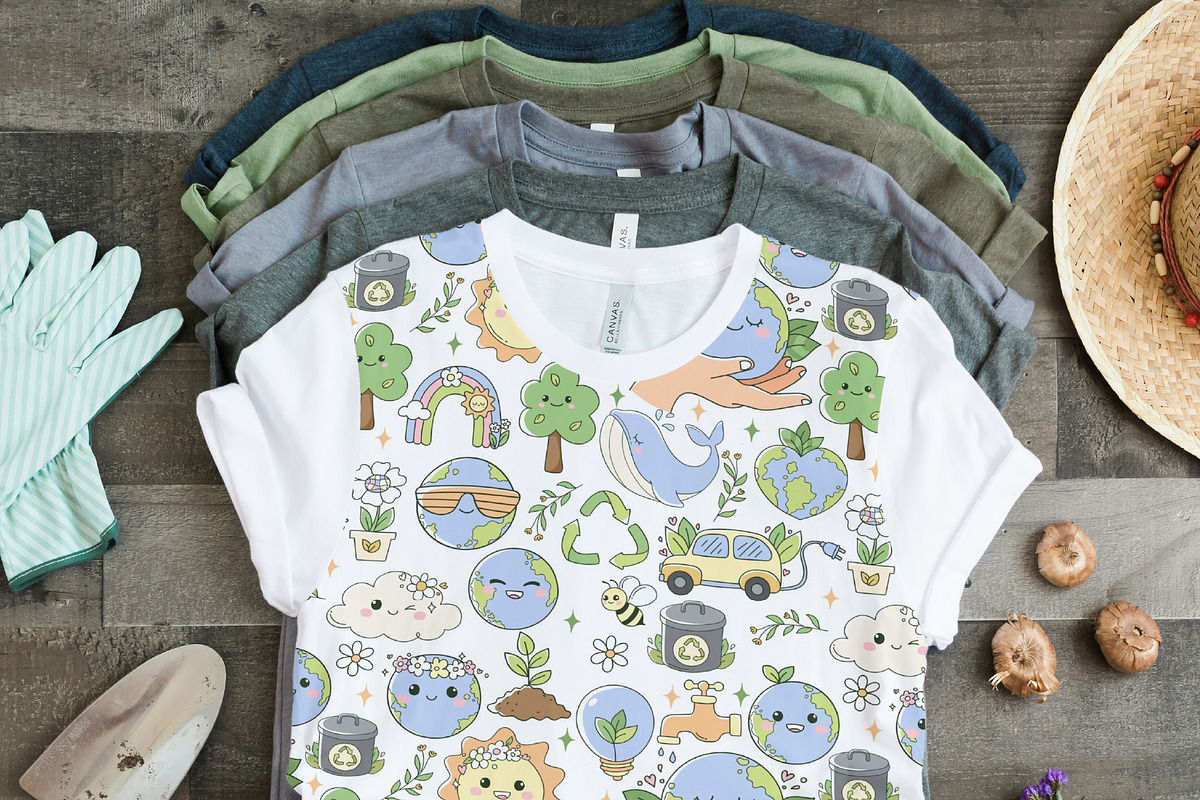 Pastel Earth Day Seamless Pattern, a Decorative Illustration by TitaLivingArt (Photo 7 of 8)