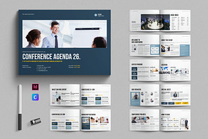 Conference Agenda Template Landscape, a Brochure Template by E-Type