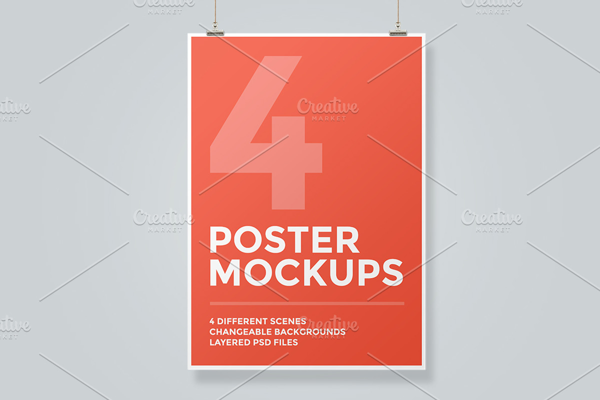 4 Poster Mockup Bundle, a Print Template by Craig Barber (Photo 4 of 5)
