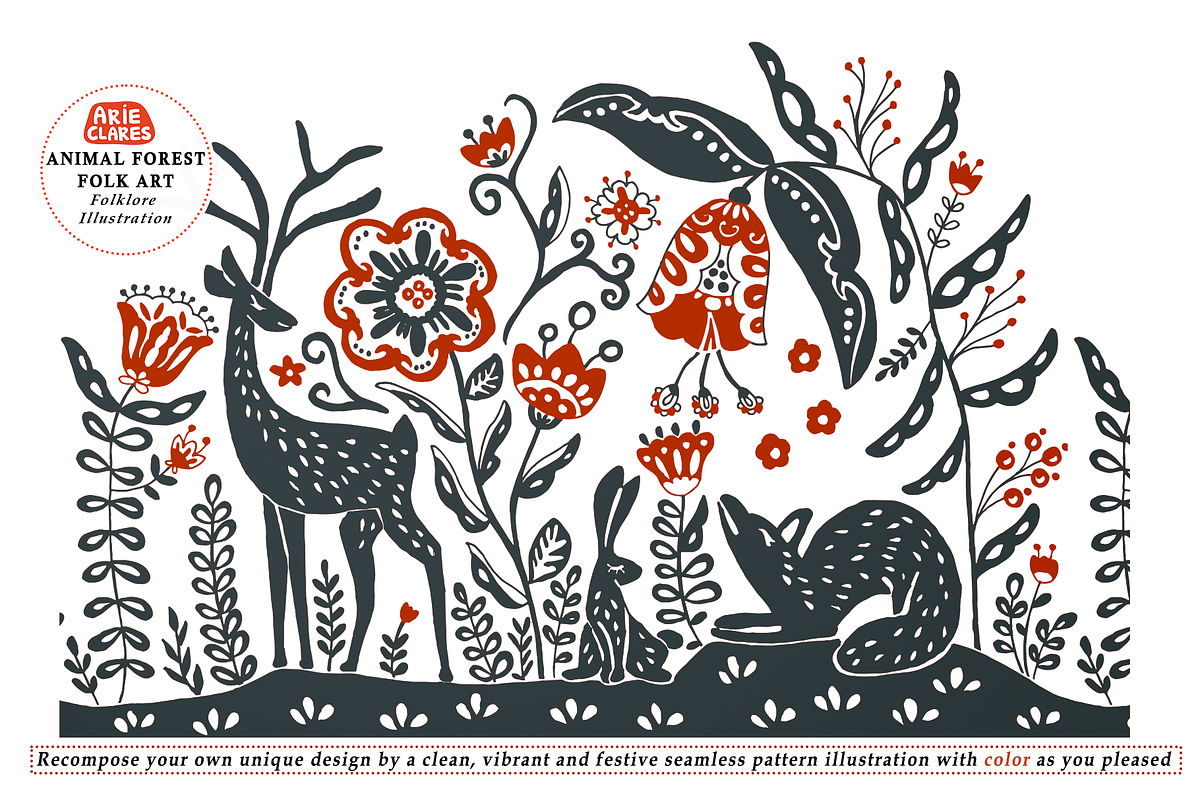Animal Forest Folk Art, an Animal Illustration by Arie Clares (Photo 3 of 8)