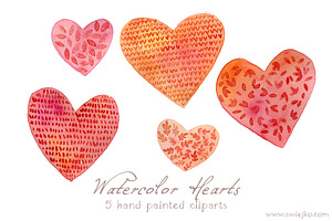 Watercolor Hearts, an Illustration by swiejko
