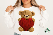 Knitted Teddy Bear with Heart Png, an Illustration by Craft Nest (Thumbnail 4 of 7)