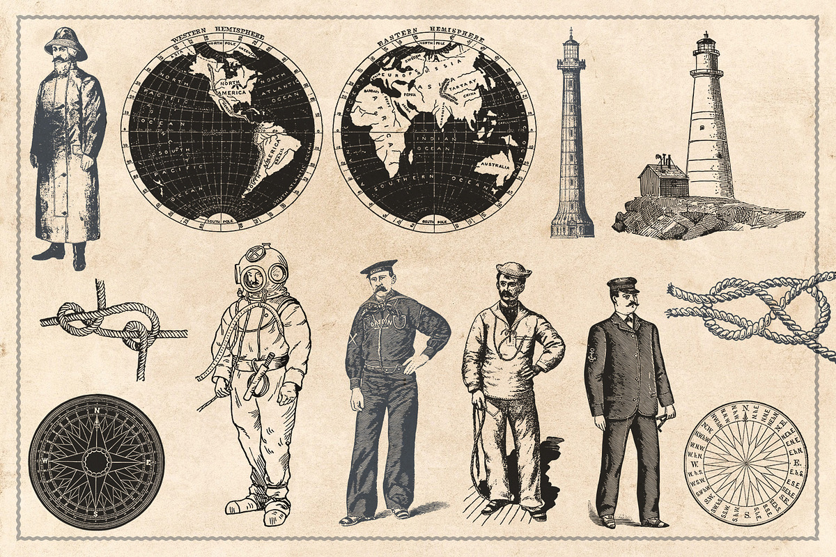 57 Vintage Nautical Illustrations, an Illustration by Brigantine Designs (Photo 4 of 6)