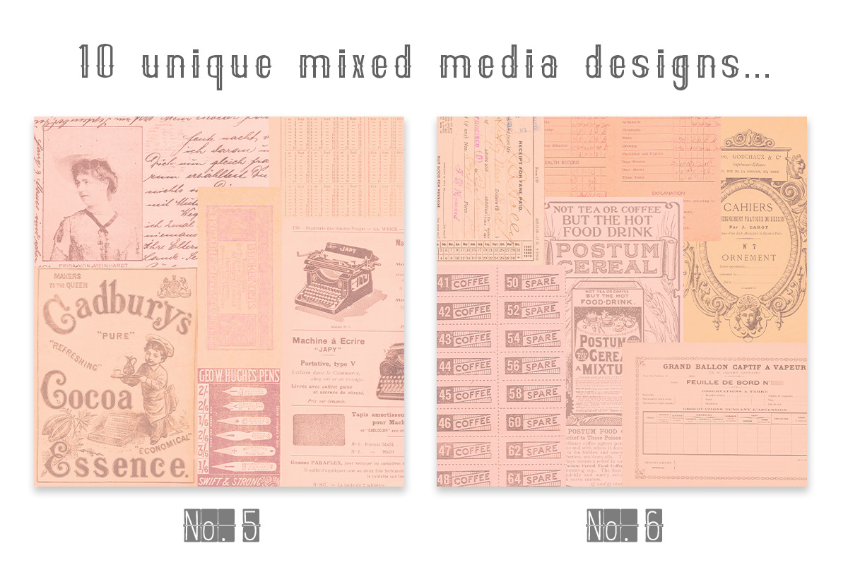 Vintage Ephemera Collage Papers PINK, a Texture Graphic by Jennadesigns (Photo 5 of 8)