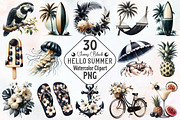 Ivory and Black Hello Summer Clipart, an Illustration by RobertsArt (Thumbnail 1 of 8)