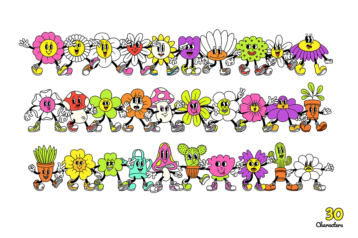 Floral Fellows Cartoon Characters, an Illustration by The Isian (Photo 2 of 14)