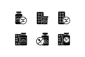 Birth Control Glyph Icons Set