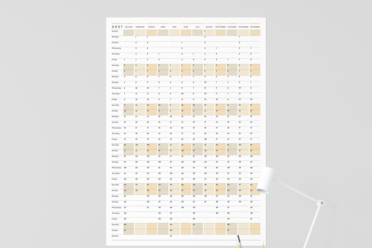 2027 Wall Planner Sunday Start P, a Stationery Template by Olga Begak Art & Design (Photo 3 of 4)