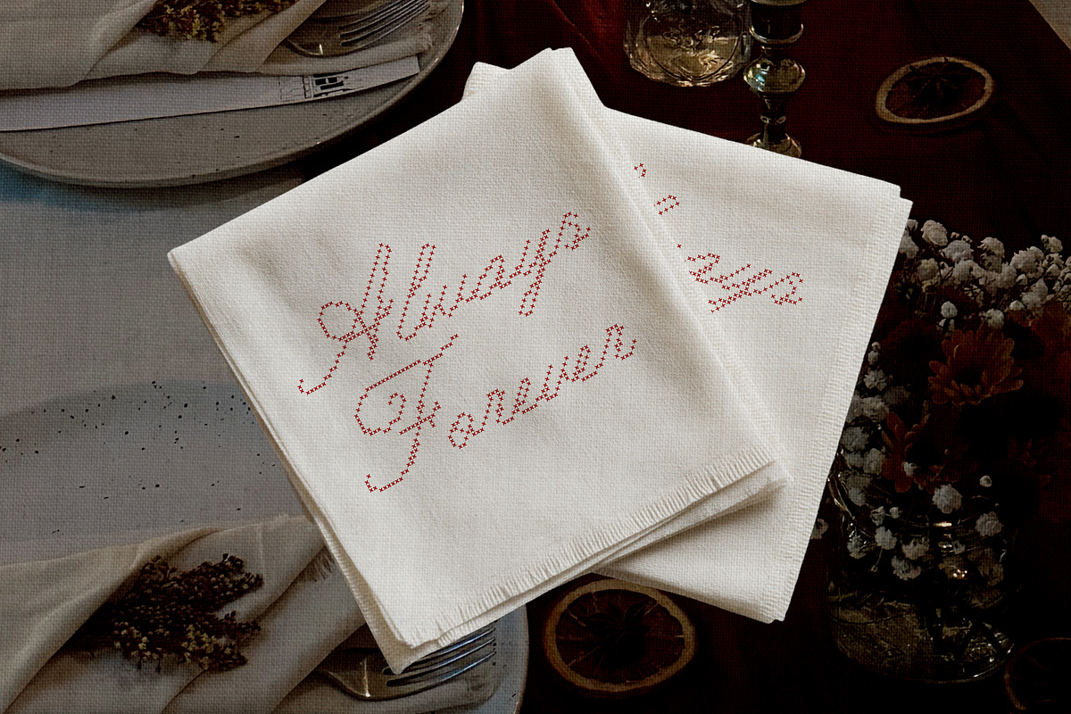 Fine Stitch Embroidered Script Font, a Script Font by AnMark (Photo 8 of 13)