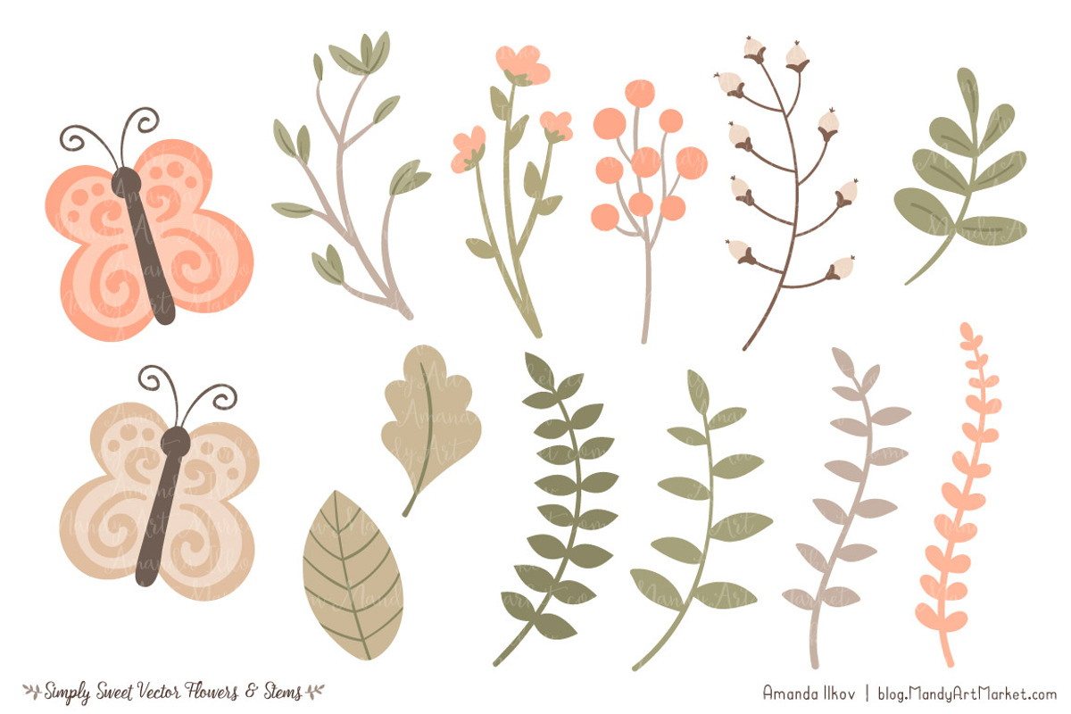 Peach Floral Clipart, an Illustration by Amanda Ilkov (Photo 4 of 4)