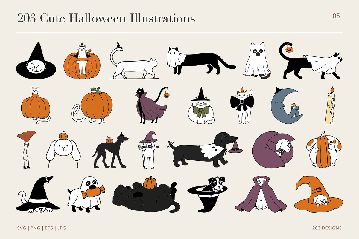 203 Cute Halloween Illustrations, a Seasonal Illustration by designvectx (Photo 6 of 11)