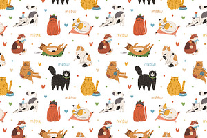 Cute Cats Seamless Patterns