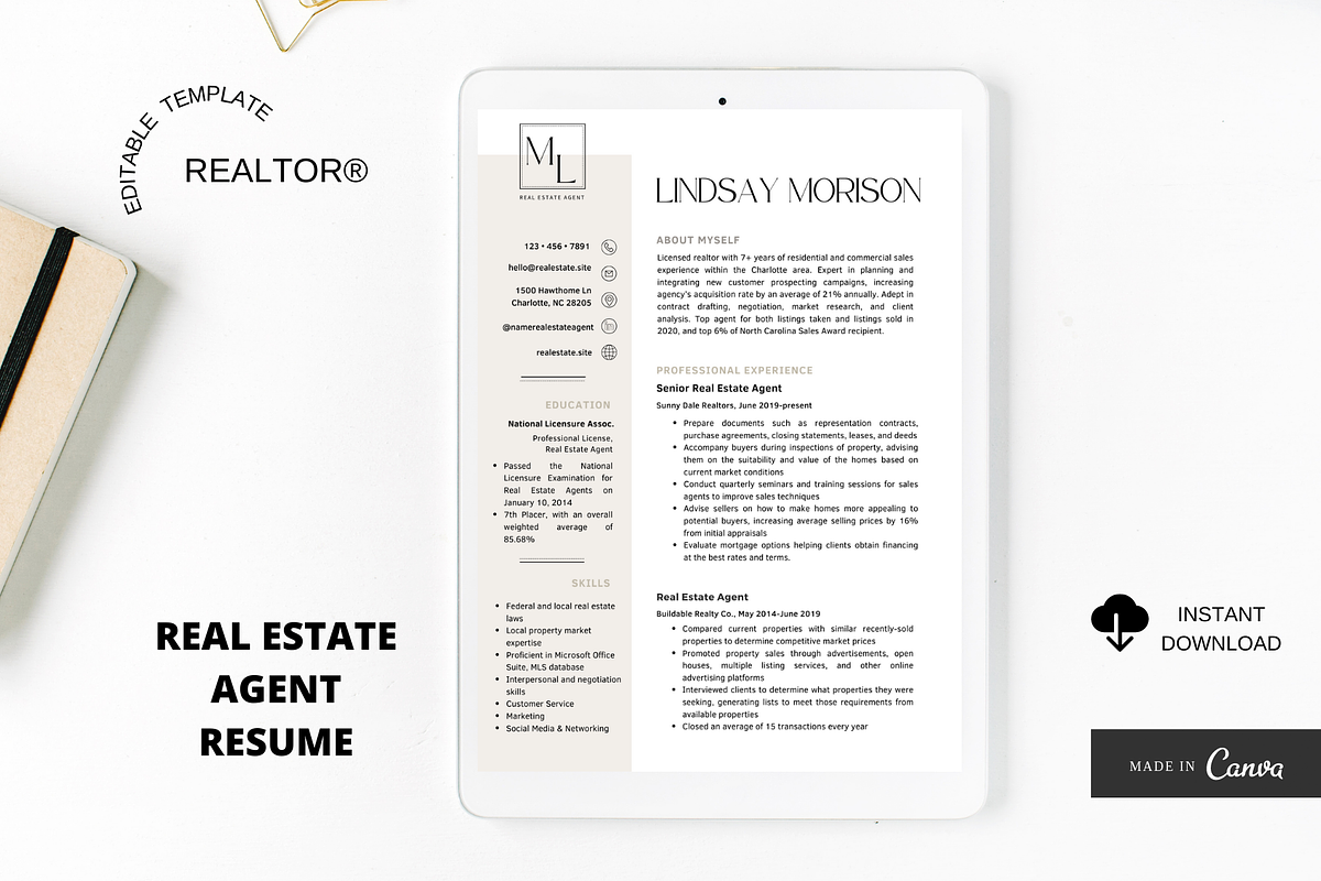 Real Estate Resume Template, a Resume Template by MediaKitTemplates (Photo 3 of 9)