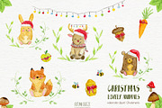 watercolor Christmas animals, an Animal Illustration by Autumn Breeze (Thumbnail 2 of 4)