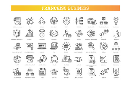 Franchise business line icons set, an Outline Icon by Tettygreen