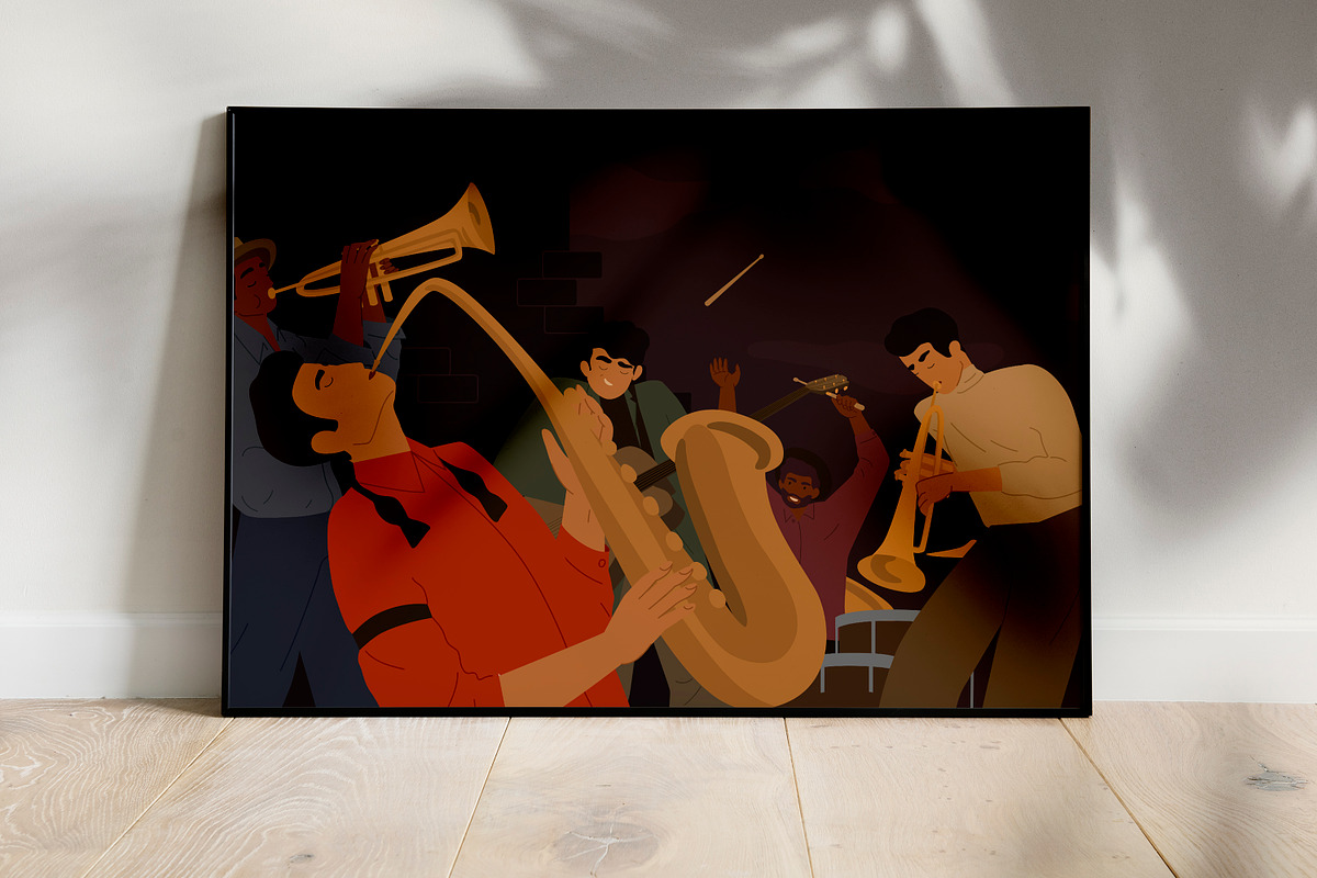 Musicians playing jazz in band set, a Person Illustration by Good Studio (Photo 8 of 8)