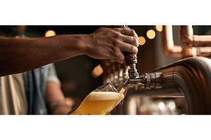 Bartender Pouring Draft Beer From, a Food & Drink Photo by piter.goskov