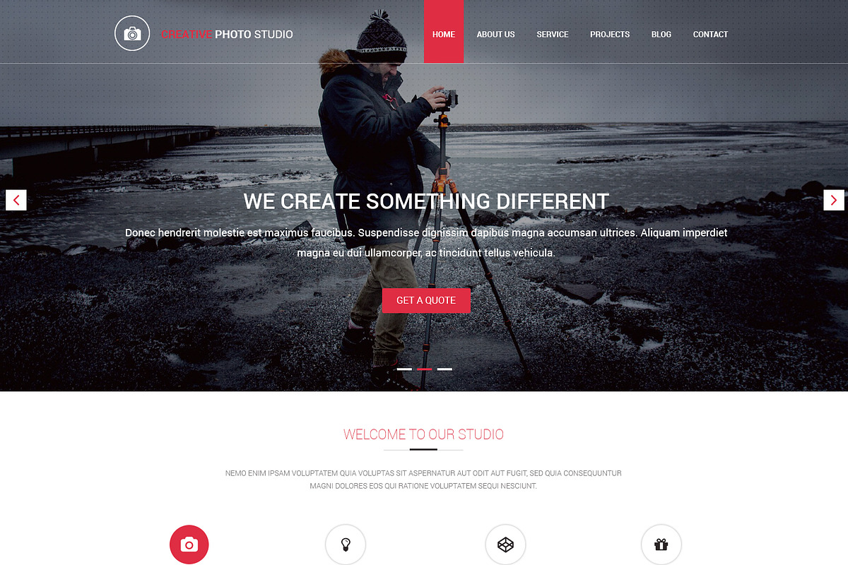 Photo Studio PSD Website Template, a Landing Page Template by WebbyTemplates (Photo 2 of 8)