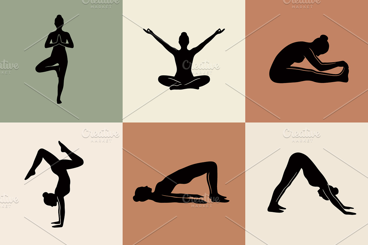 Yoga and Mindfulness Silhouettes, an Object Graphic by Designgrove (Photo 1 of 6)
