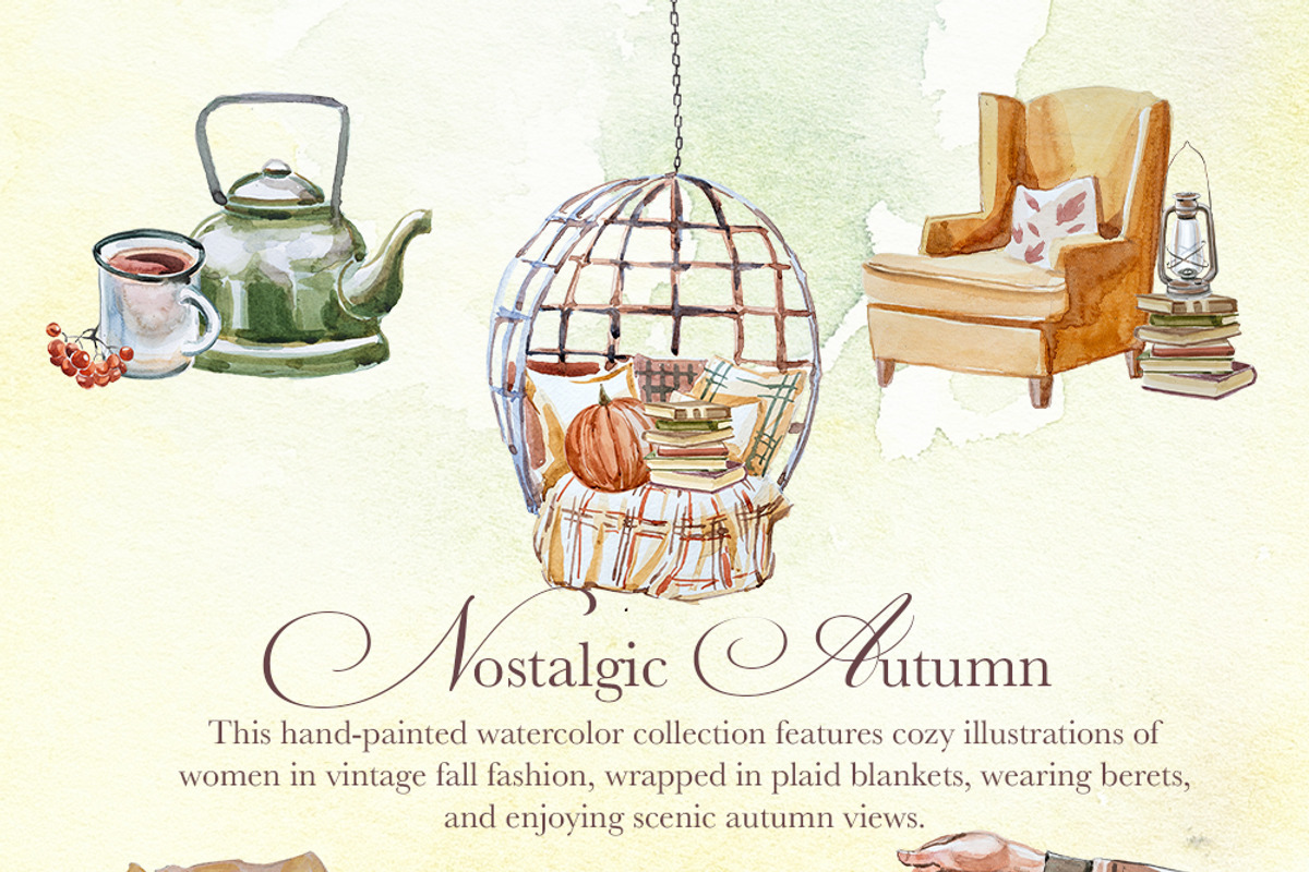 Hand Painted Nostalgic Autumn Set, a Decorative Illustration by ArtCreationsDesign (Photo 12 of 17)