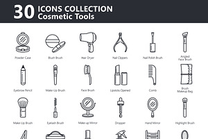 60 Line Icon Cosmetic Tools