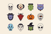 Vintage Monster Heads - 12 Icons, an Object Graphic by DenysHolovatiuk (Thumbnail 2 of 4)
