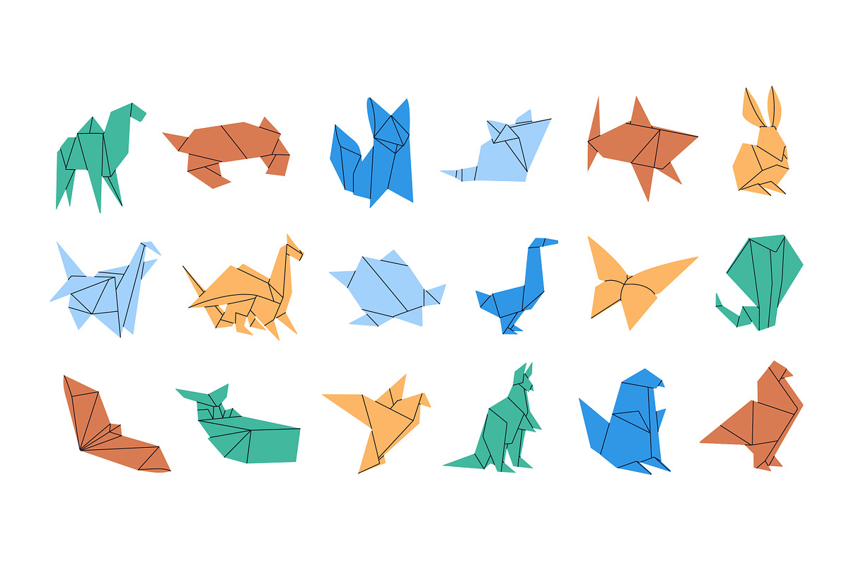 Origami animals set + patterns, an Animal Illustration by PaperTrident (Photo 1 of 7)