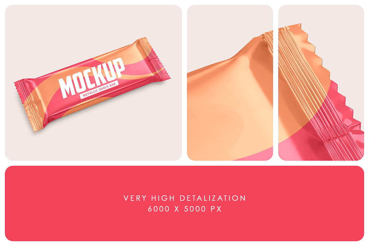 Metallic Snack Bar Mockup Set, a Packaging Mockup by Country4k (Photo 3 of 4)