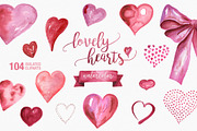 Lovely Hearts Watercolor Clipart, an Illustration by Rad Fonts (Thumbnail 1 of 6)