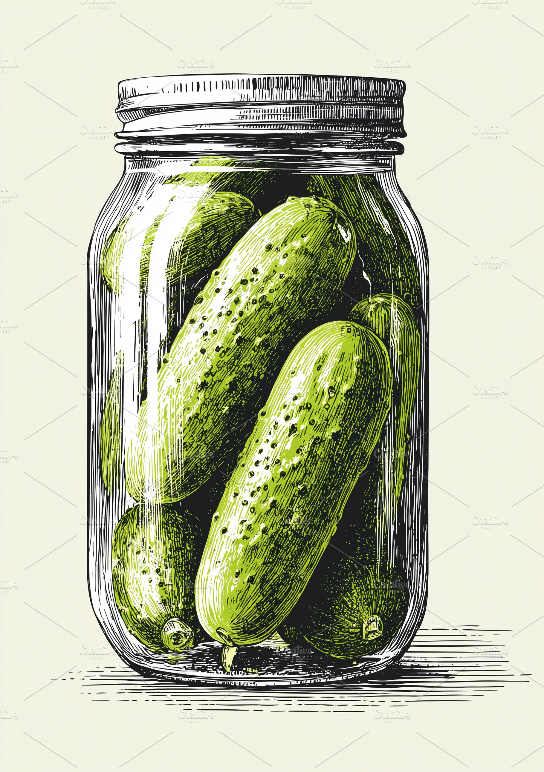 Vintage pickled cucumbers in a glass, a Food & Drink Photo by MistyDay
