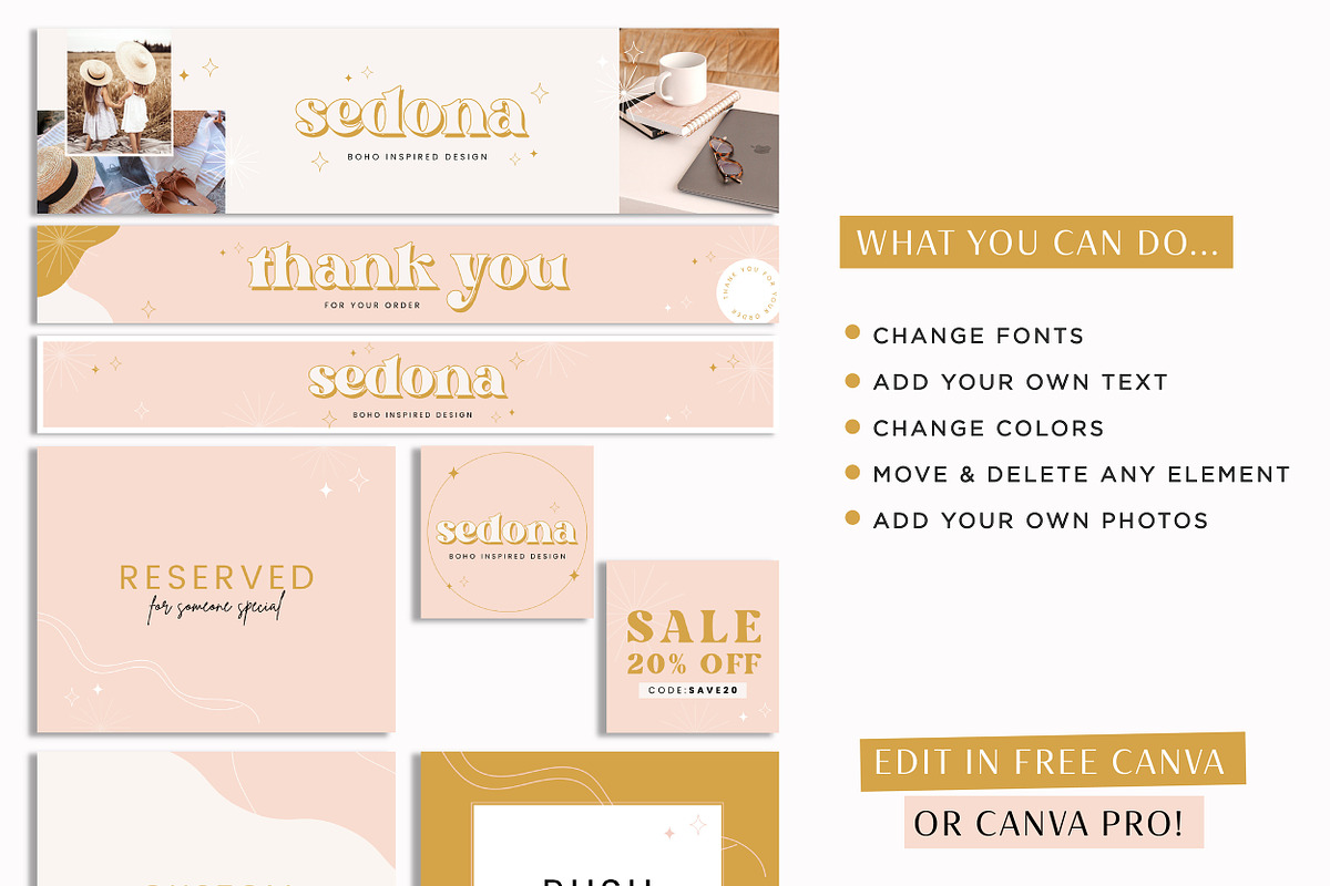 Pink Boho Etsy Shop Branding Kit, a Branding & Logo Template by Macarons and Mimosas (Photo 7 of 9)