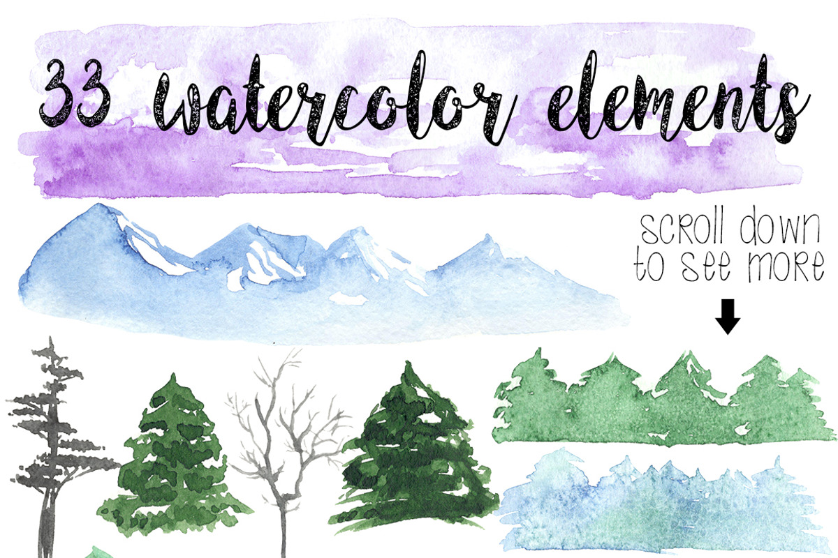 Watercolor Winter Landscape Creator, an Illustration by WBS Design (Photo 5 of 5)