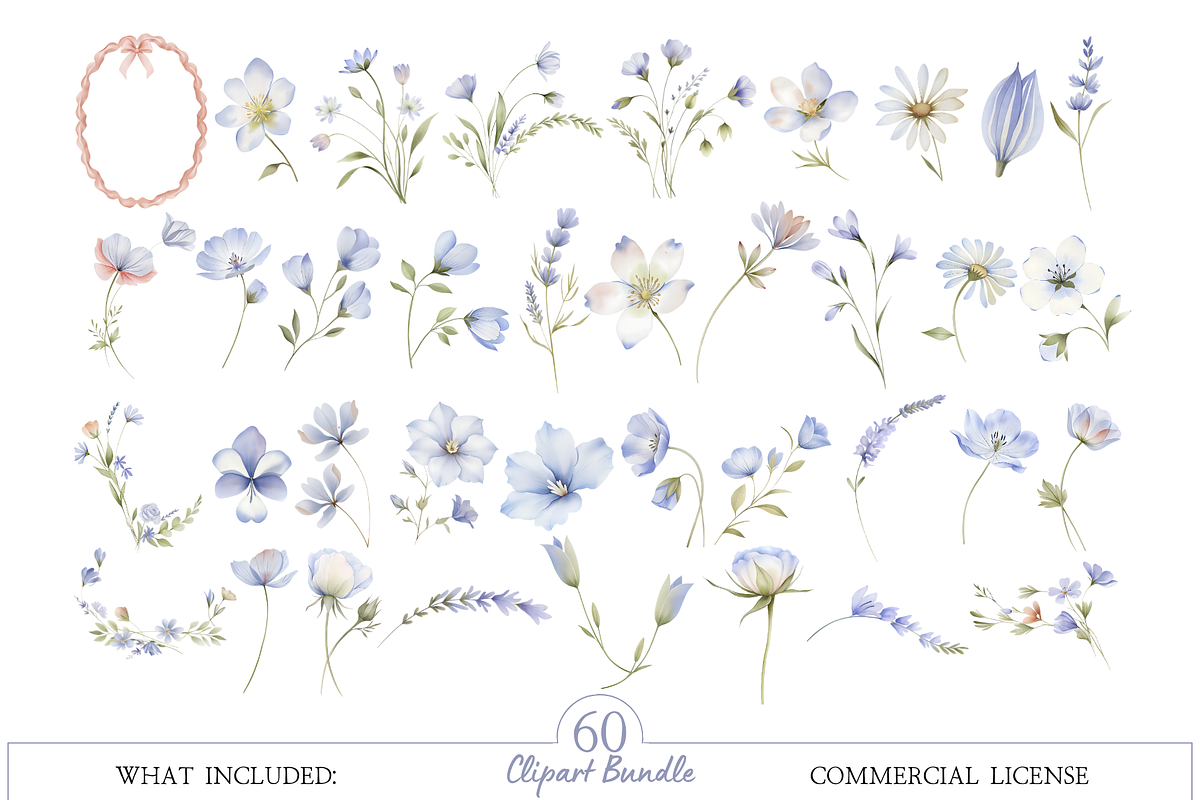 Watercolor Floral Bunny Clipart, an Illustration by MockupWizard (Photo 3 of 5)