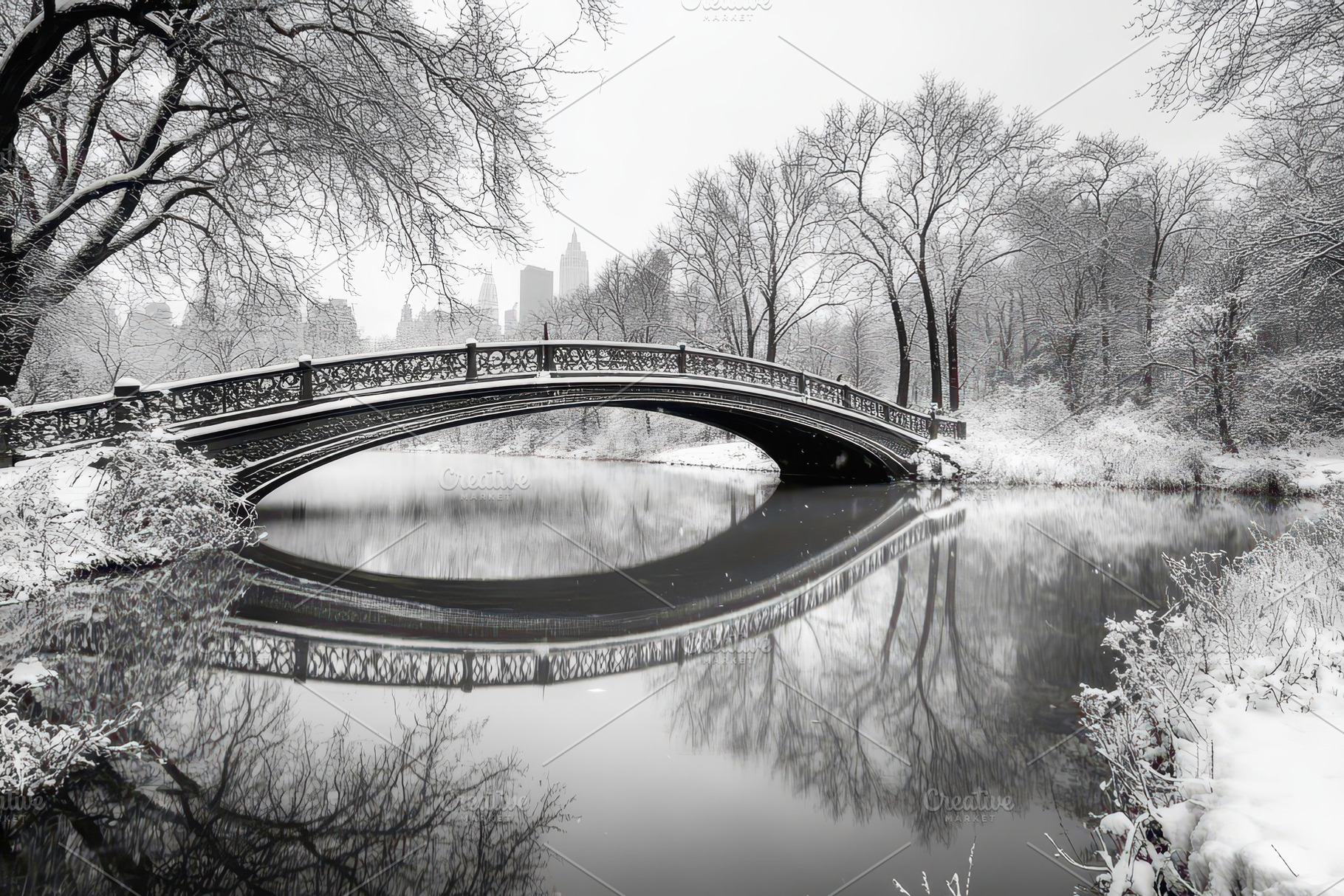 Bow Bridge reflects on the tranquil, a Photo by Pavel_design