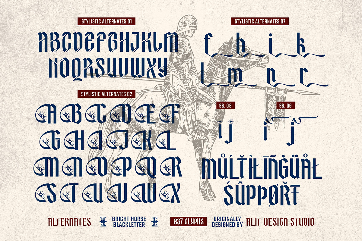 Bright Horse Typeface, a Blackletter Font by alit design (Photo 10 of 17)