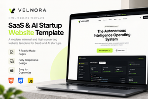 VELNORA — SaaS Website Template, a HTML Template by himelgfx