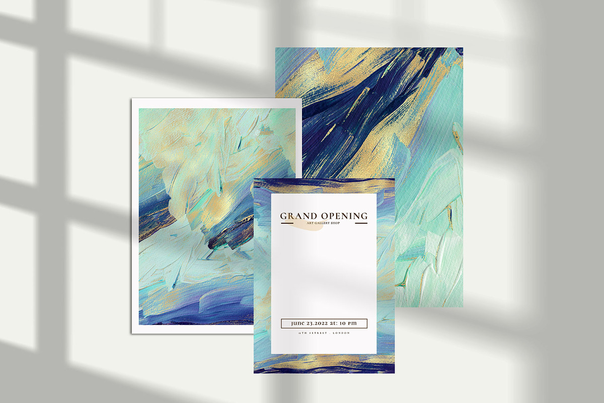 Turquoise & Gold Acrylic Backgrounds, a Texture Graphic by Suna Kosem (Photo 3 of 14)