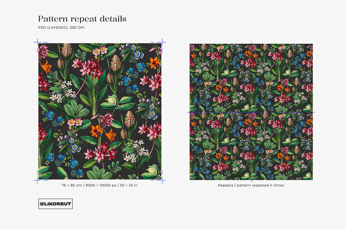 Exquisite Botanical Floral Pattern, a Pattern Graphic by likorbut (Photo 3 of 14)
