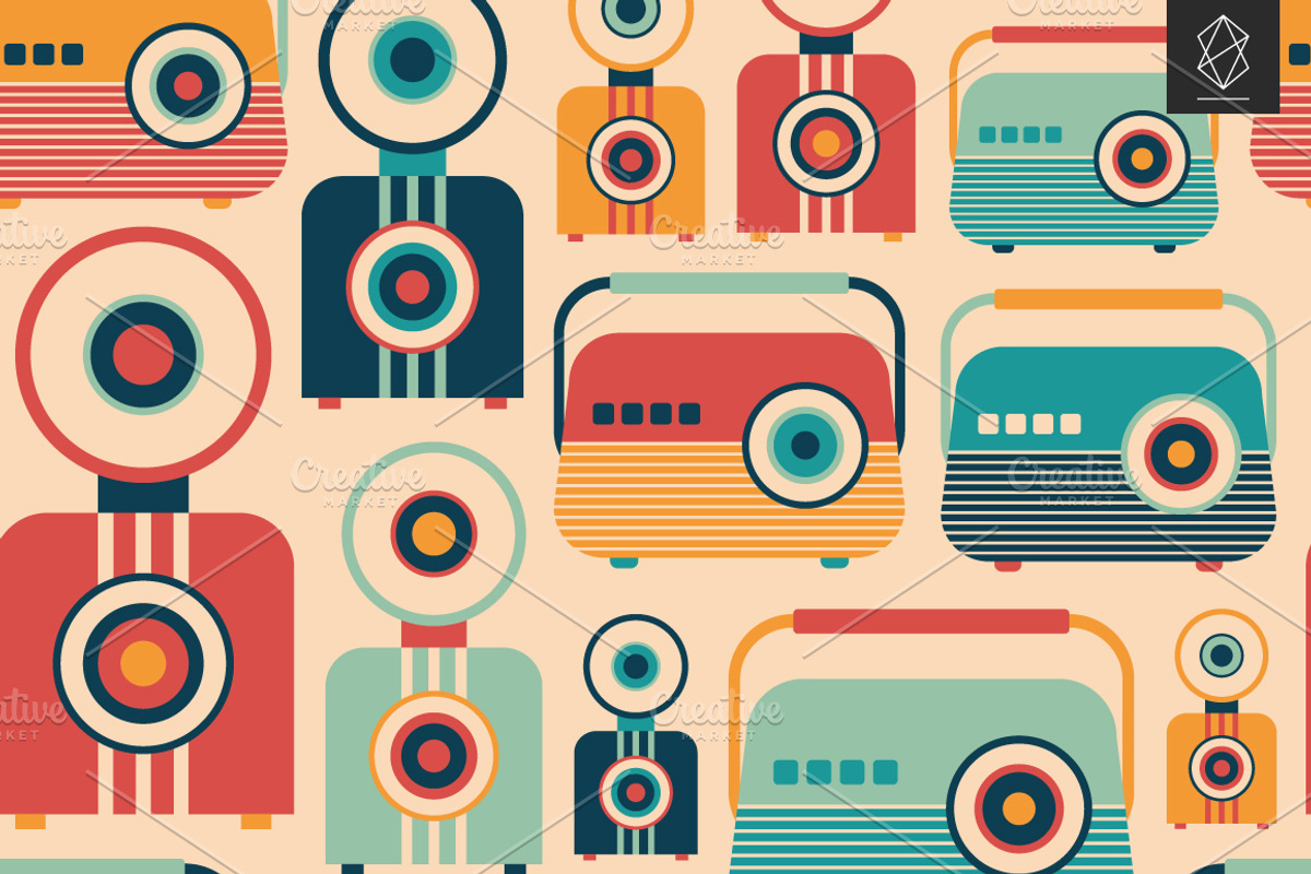 Retro media seamless pattern set, a Pattern Graphic by Yury Velikanov (Photo 2 of 5)