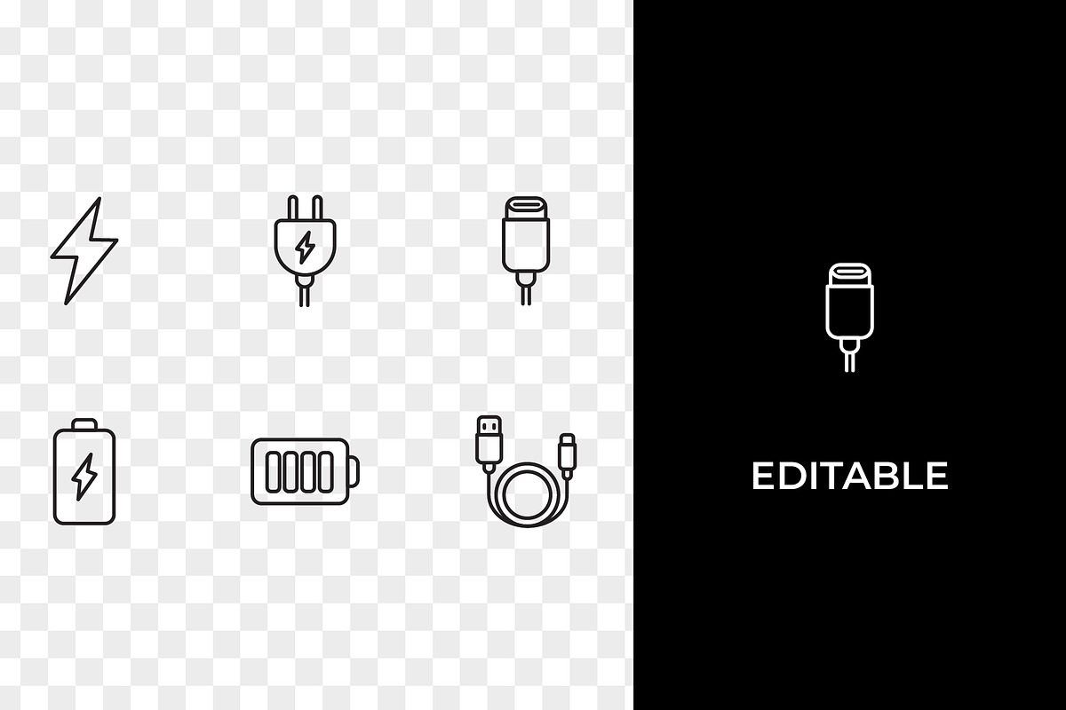 Charging Outline Icon Set, an Outline Icon by Unique Design Team (Photo 2 of 3)